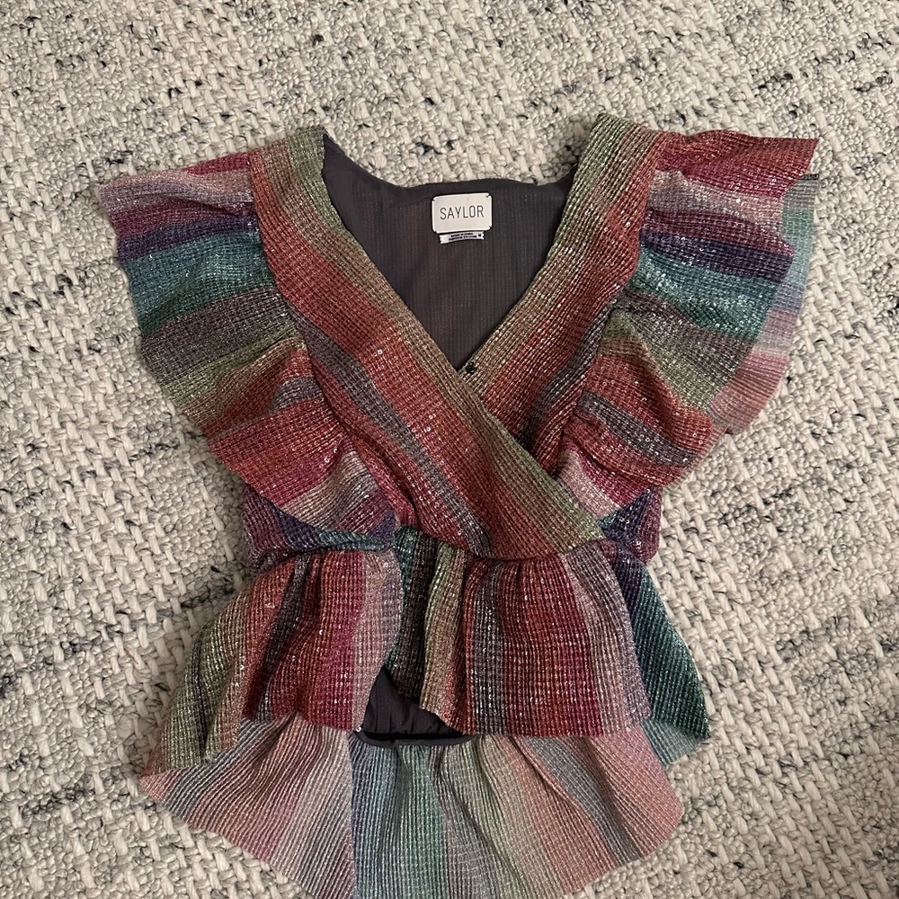 Waylon sequin rainbow shirt size medium